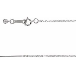 Rhodium-Plated Sterling Silver 1.1 mm Adjustable Threader Cable 16-22" Chain