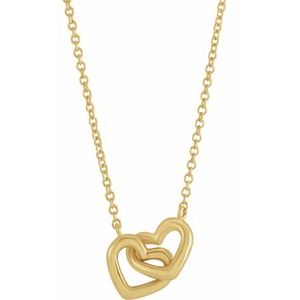 14K Yellow Interlocking Heart 18" Necklace