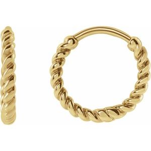 14K Yellow Rope 11 mm Hoop Earrings
