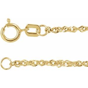 14K Yellow 1.7 mm Diamond-Cut Singapore 20 Chain