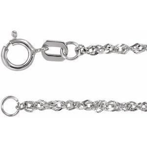 14K White 1.7 mm Diamond-Cut Singapore 7 1/2 Chain