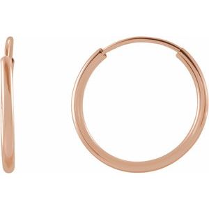 14K Rose Flexible Endless Tube 12 mm Hoop Earrings