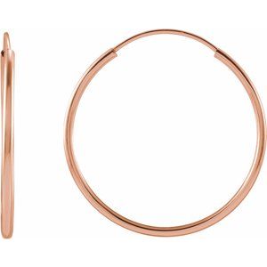 14K Rose Flexible Endless Tube 20 mm Hoop Earrings