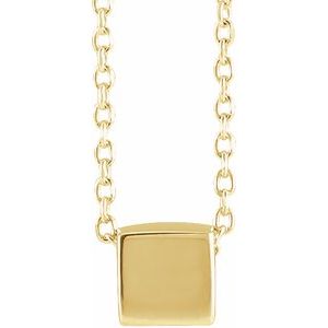 14K Yellow 5x5 mm Cube 18 Necklace