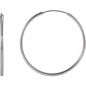 14K White Flexible Endless Tube 25 mm Hoop Earrings