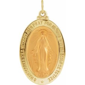 14K Yellow 29x20 mm Oval Miraculous Medal