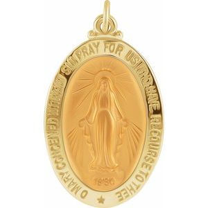 14K Yellow 26x18 mm Oval Miraculous Medal