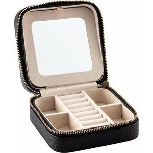 Black Leatherette Jewelry Case with Mirror