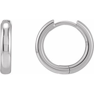 14K White 15 mm Hinged Hoop Earrings