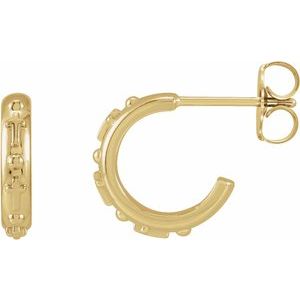 14K Yellow Rosary Hoop Earrings