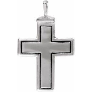 10K White 26x16.5 mm Cross Ash Holder Pendant