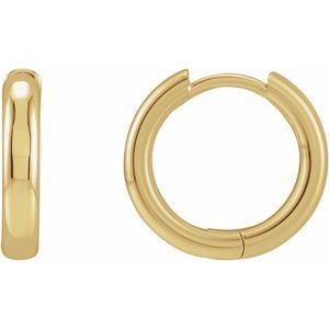 14K Yellow 15 mm Hinged Hoop Earrings