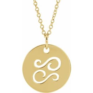 14K Yellow Cancer Zodiac Disc 16-18" Necklace