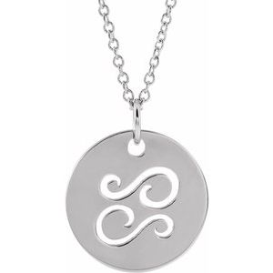 Sterling Silver Cancer Zodiac Disc 16-18" Necklace