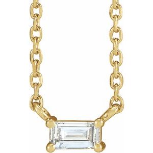 14K Yellow 1/8 CT Natural Diamond Solitaire 18 Necklace