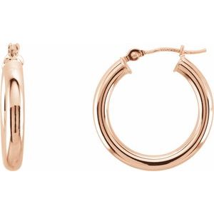 14K Rose Tube 20 mm Hoop Earrings