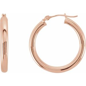 14K Rose Tube 25 mm Hoop Earrings