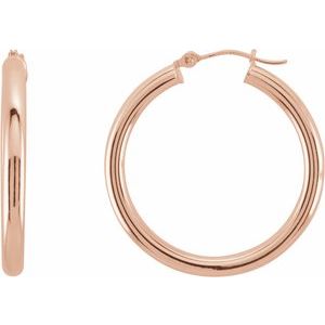 14K Rose Tube 30 mm Hoop Earrings