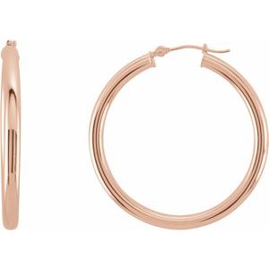 14K Rose Tube 35 mm Hoop Earrings