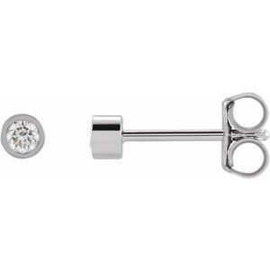 14K White 1/10 CTW Natural Diamond Micro Bezel-Set Earrings