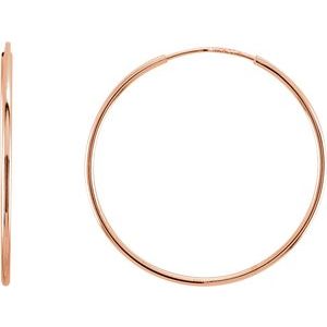 14K Rose Endless Tube 24 mm Hoop Earring