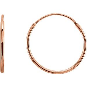 14K Rose Endless Tube 15 mm Hoop Earring