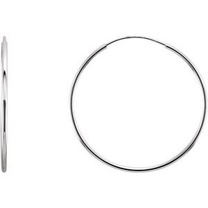 14K White Endless Tube 24 mm Hoop Earring