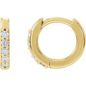 14K Yellow .08 CTW Natural Diamond 10 mm Huggie Earrings
