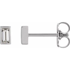 14K White 1/8 CTW Natural Diamond Bezel-Set Earrings