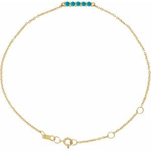 14K Yellow Natural Turquoise Bar 6 1/2-7 1/2 Bracelet