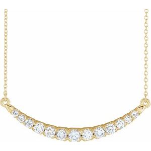 14K Yellow 3/4 CTW Lab-Grown Diamond French-Set Bar 18" Necklace