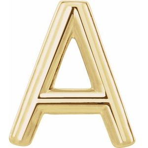 14K Yellow Single Initial A Earring