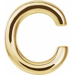 14K Yellow Single Initial C Earring
