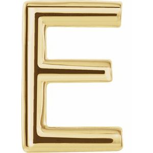 14K Yellow Single Initial E Earring