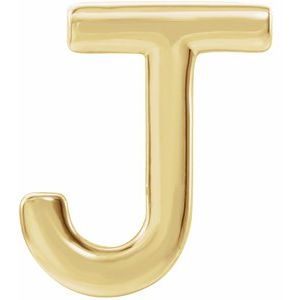 14K Yellow Single Initial J Earring