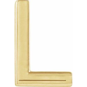 14K Yellow Single Initial L Earring