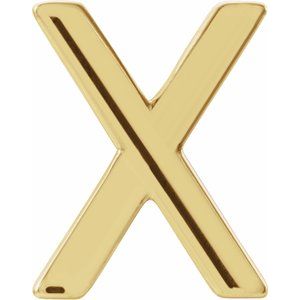 14K Yellow Single Initial X Earring