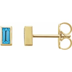 14K Yellow Natural Swiss Blue Topaz Bezel-Set Earrings