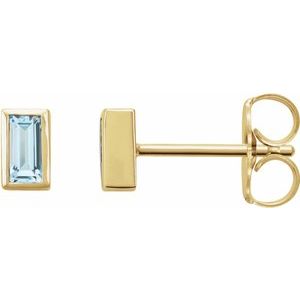 14K Yellow Natural Sky Blue Topaz Bezel-Set Earrings