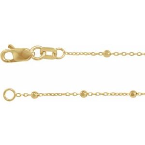 14K Yellow .85 mm Faceted Beaded Cable 7-16-18-20-24 Chain