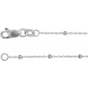 14K White .85 mm Faceted Beaded Cable 7-16-18-20-24 Chain