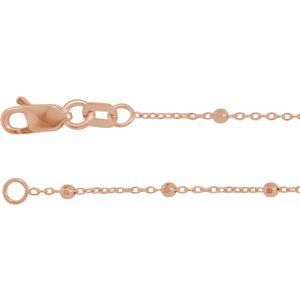 14K Rose .85 mm Faceted Beaded Cable 7-16-18-20-24 Chain