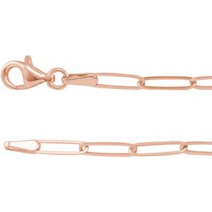 14K Rose 2.6 mm Paperclip-Style 16 Chain