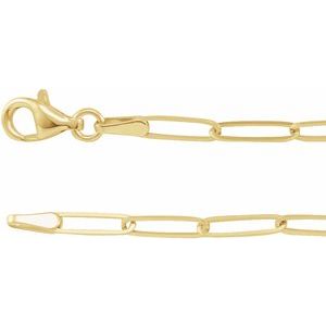 14K Yellow 2.6 mm Paperclip-Style 7 Chain