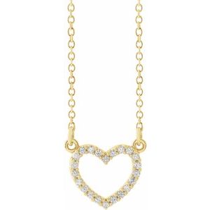 14K Yellow .08 CTW Natural Diamond Petite Heart 16" Necklace