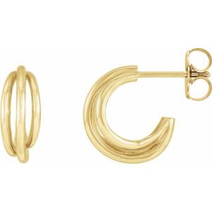 14K Yellow 12 mm Hoop Earrings