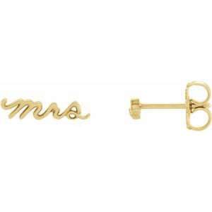 14K Yellow Mrs Earrings