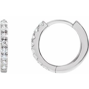 14K White 1/5 CTW Lab-Grown Diamond 12 mm Hoop Earrings