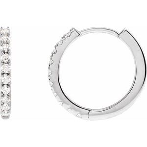 14K White 1/4 CTW Lab-Grown Diamond 14 mm Hoop Earrings