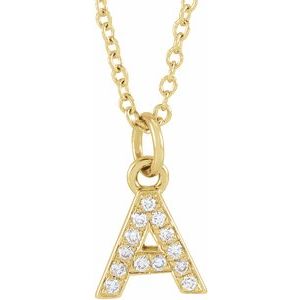 14K Yellow .05 CTW Natural Diamond Petite Initial A 16-18 Necklace
